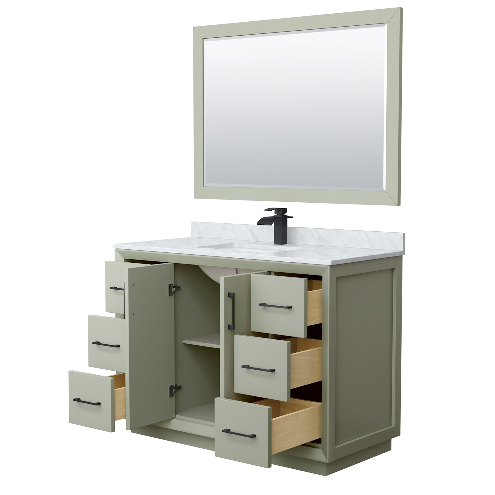Wyndham Collection WCF414148S-NAT-UNSM46 Strada 48″ – Dark Gray / Matte Black