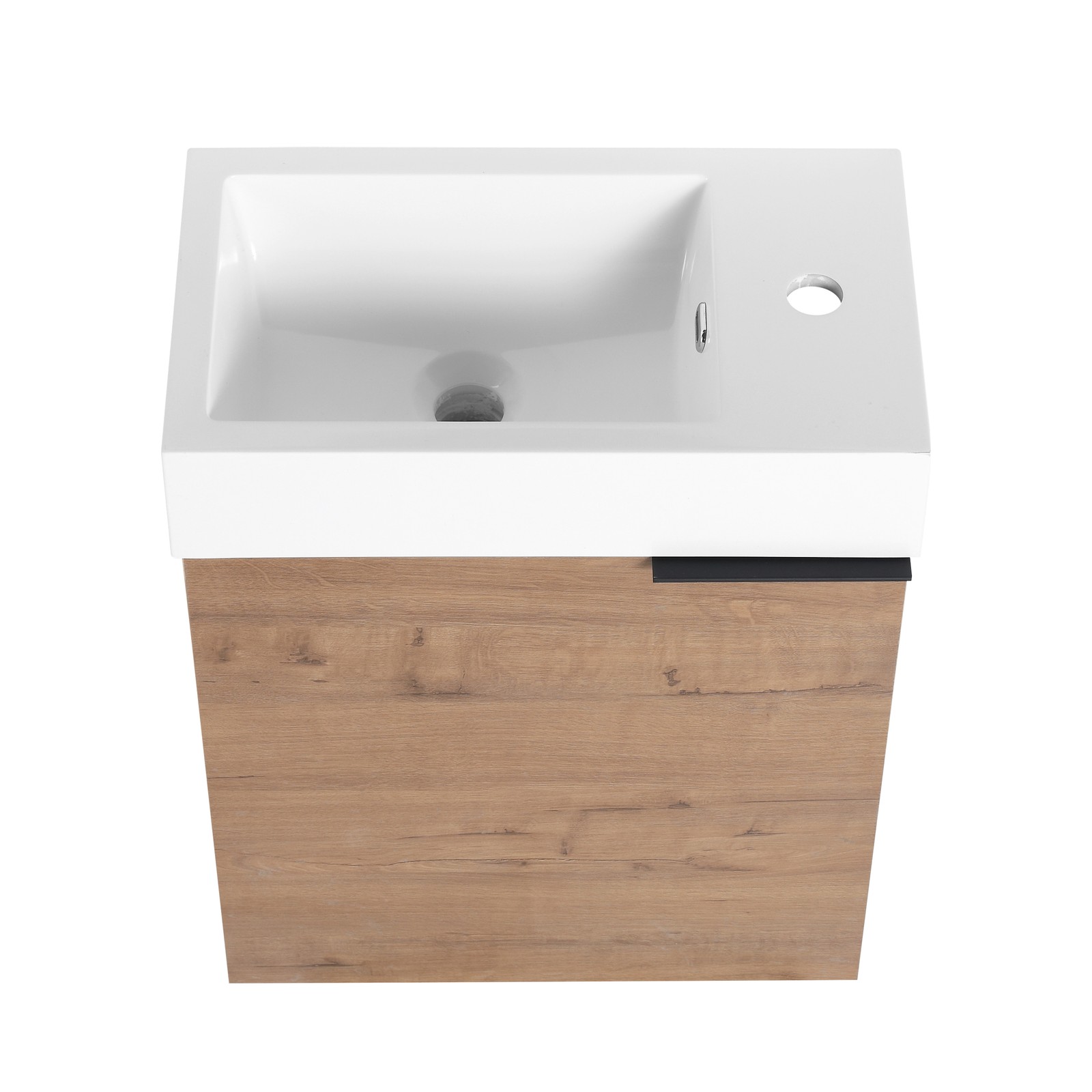 18in Floating Wall-Mounted Bathroom Vanity Cabinet W/ Resin Sink Basin Plywood
