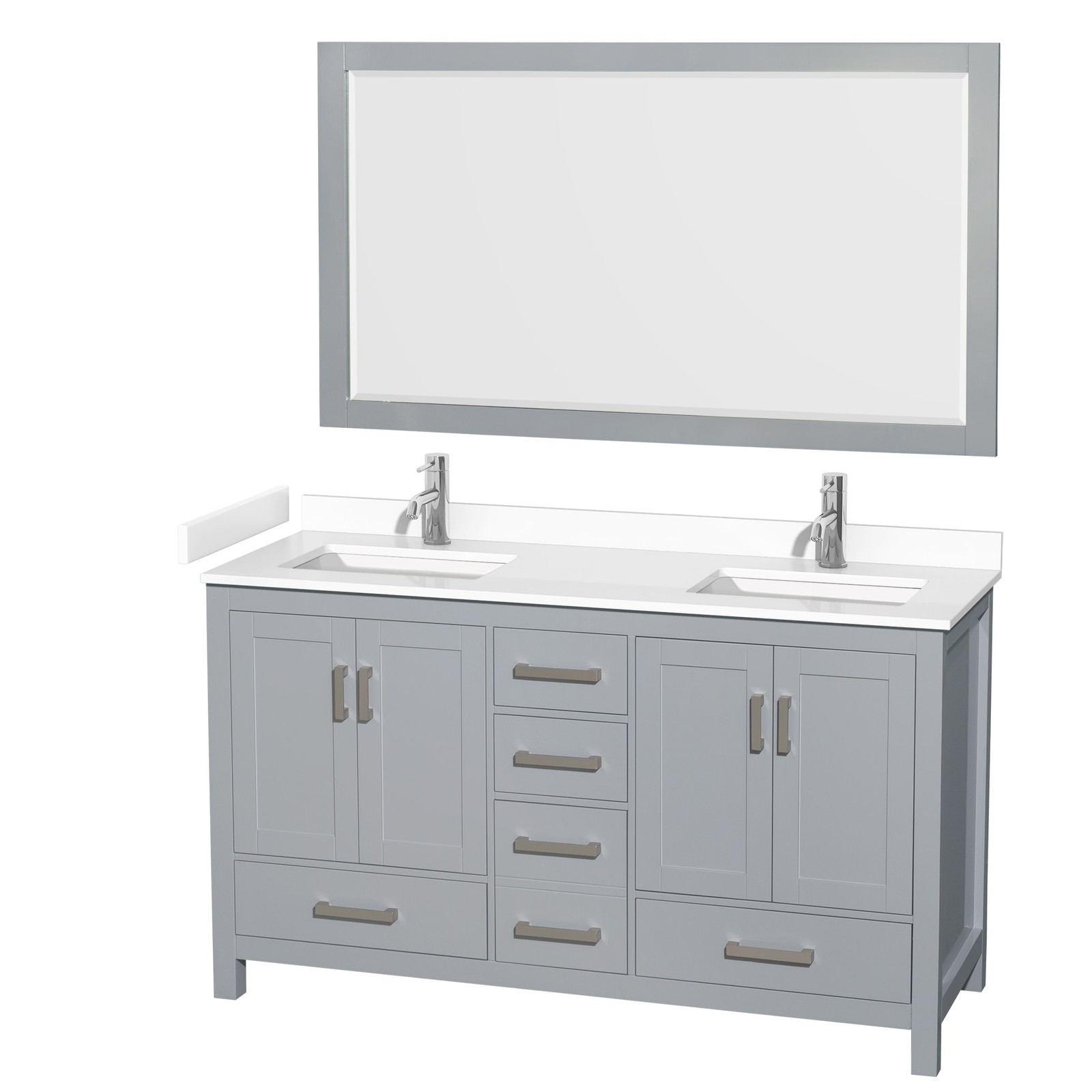 Wyndham Collection WCS141460D-VCA-M58 Sheffield 60″ – Gray / Carrara Cultured