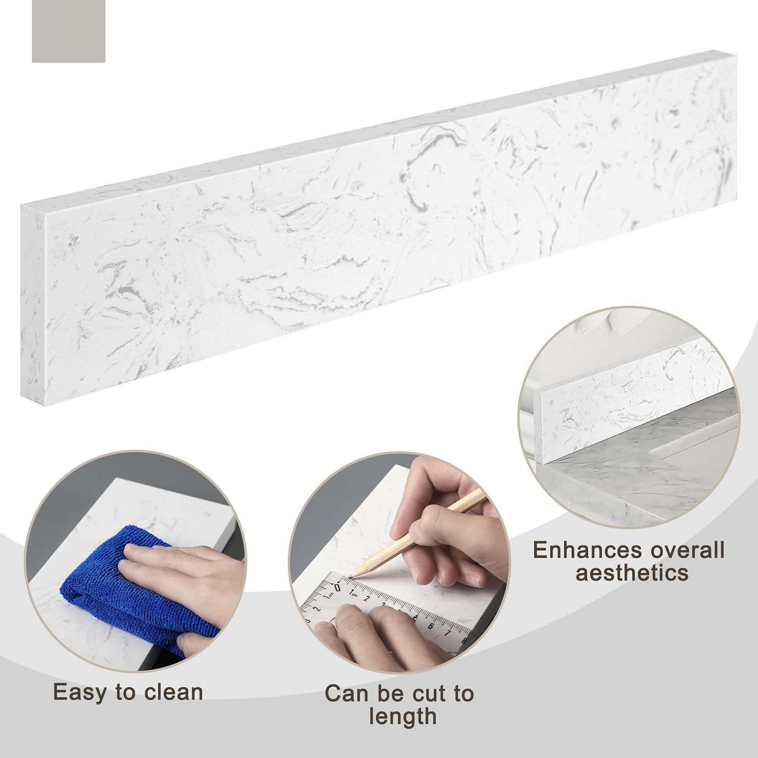Reallnaive 22×4 Carrara White Marble Vanity Side Splash Engineered Stone