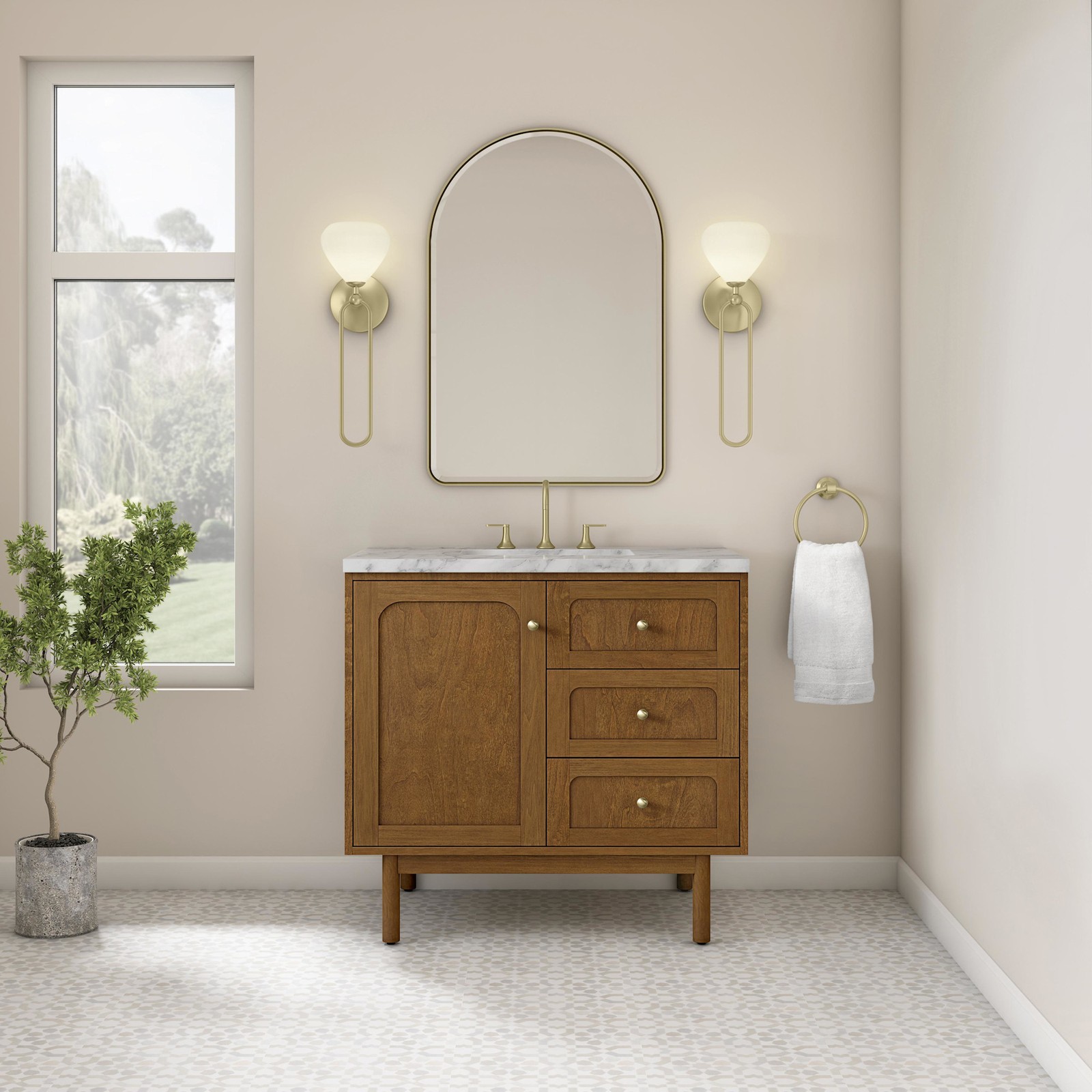James Martin Vanities 545-V36-3CAR Laurent 36″ Single Basin – Light Natural Oak