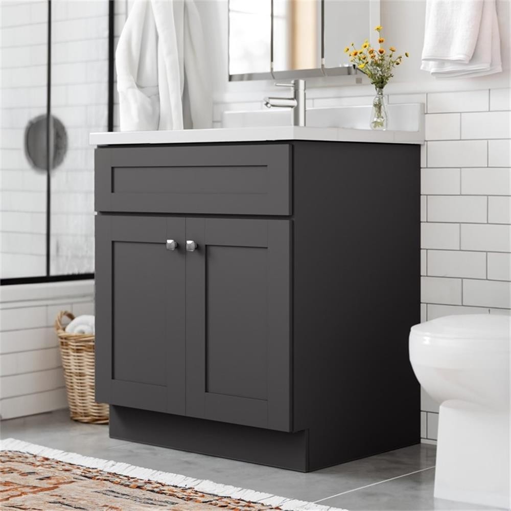 Bowery Hill 31-Inch Bath Vanity – Urbane Bronze Base and Single Hole Top