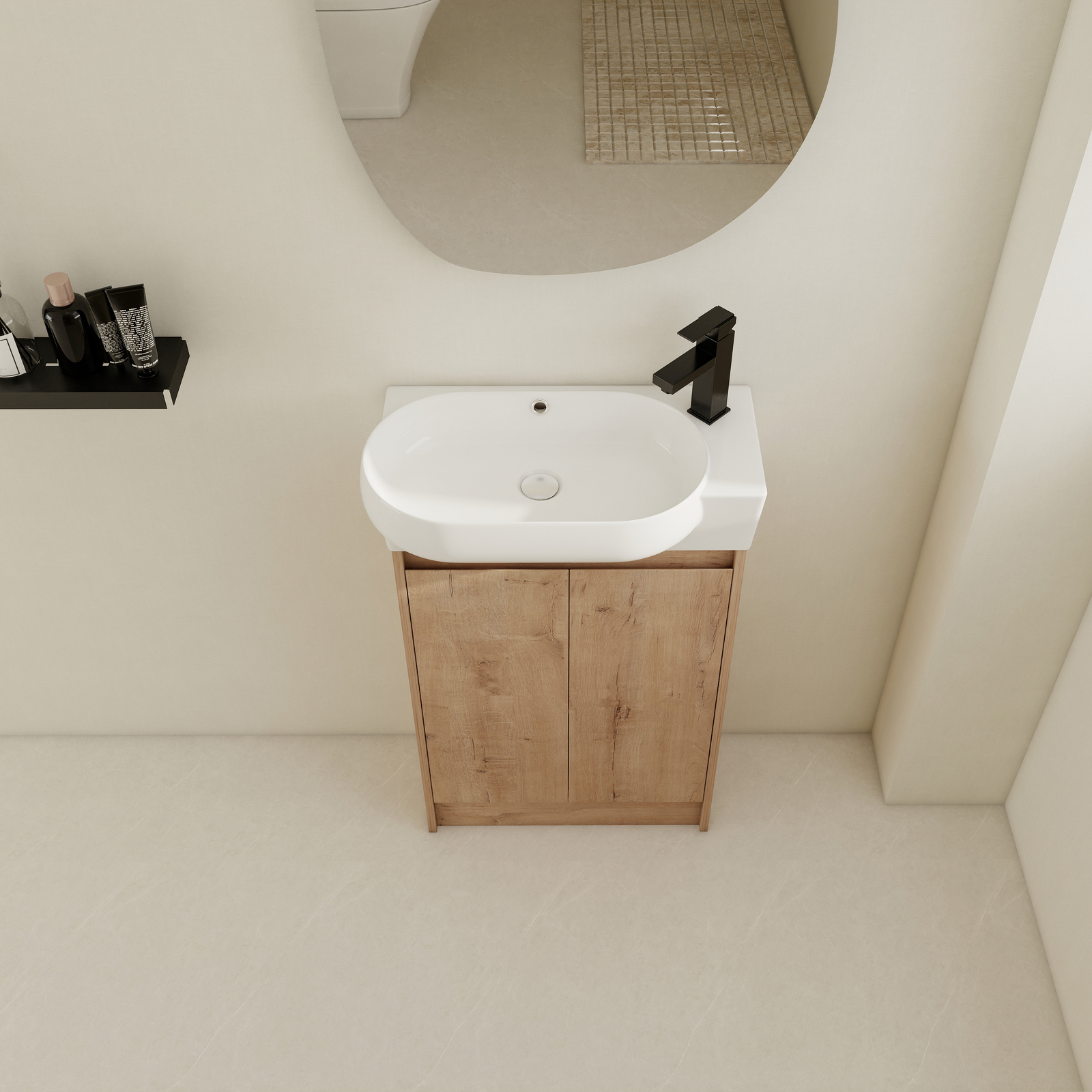 23 Inch Vanity Wood Bathroom Vanity Cabinet W/ Countertop Ceramic Sink Combo Oak