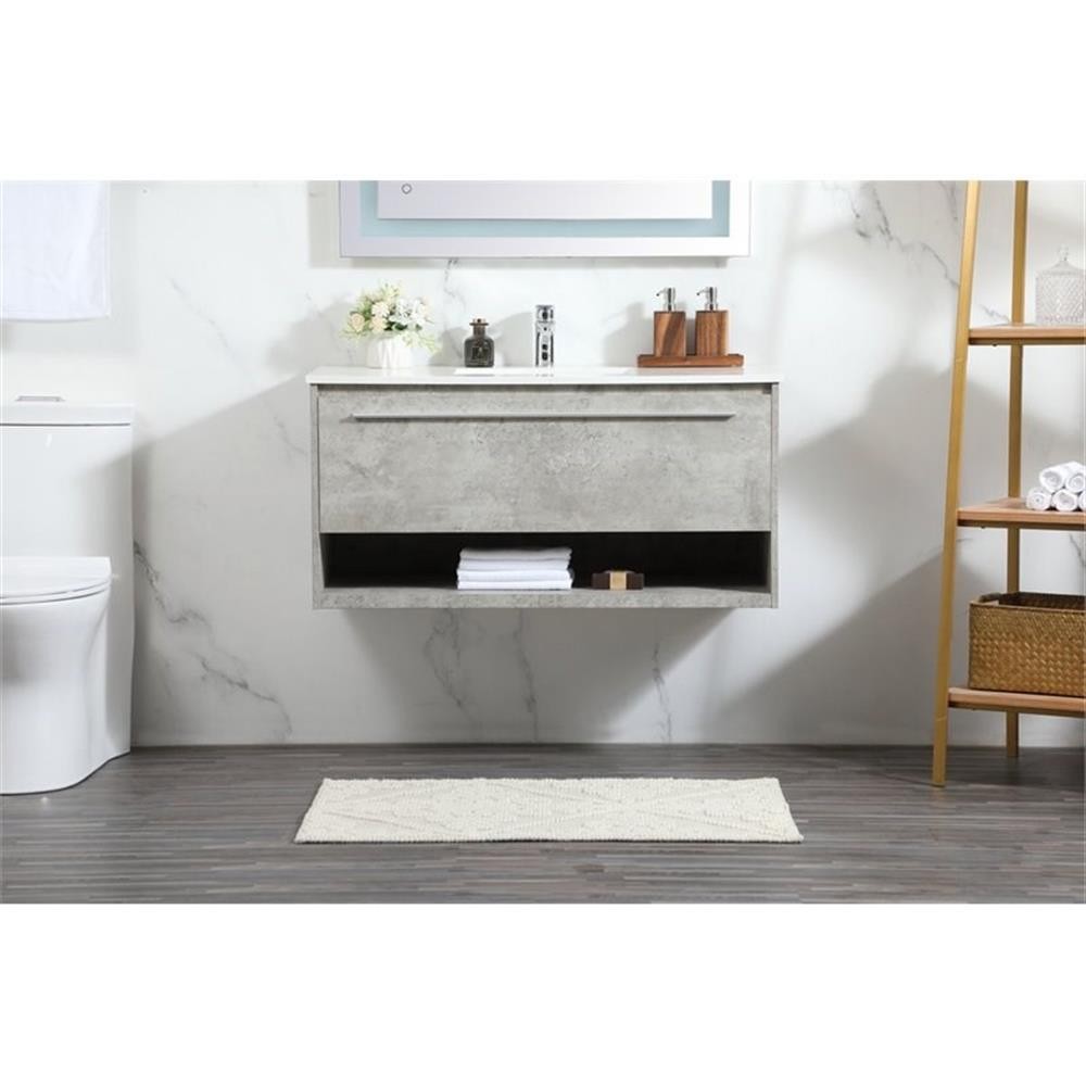 Elegant Decor Roman 40″ Aluminum Alloy MDF Single Bathroom Vanity in Gray
