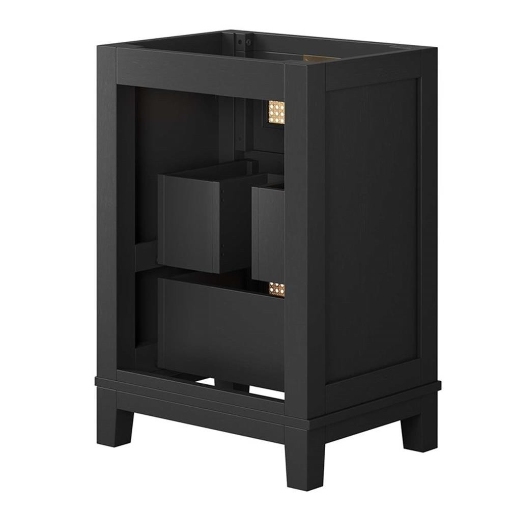 Modway Dixie 24″ Solid Wood Bathroom Vanity Cabinet with Tapered Legs in Black