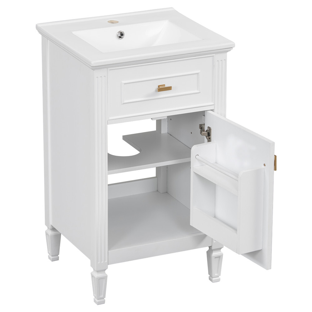 20″ Bathroom Vanity w/Sink, Freestanding Vanity Storage Cabinet, Shelves, Drawer