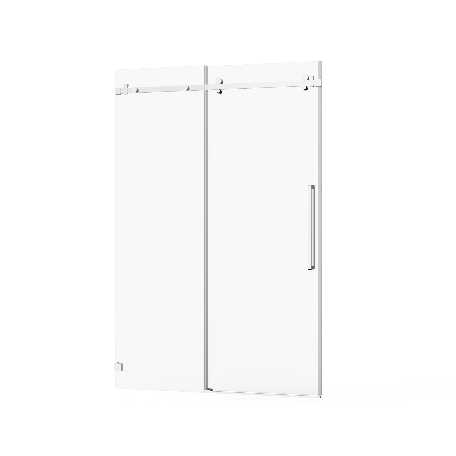Frameless Shower Door, 48″ W x 72″ H Sleek Silent Sliding Glass Door Chrome
