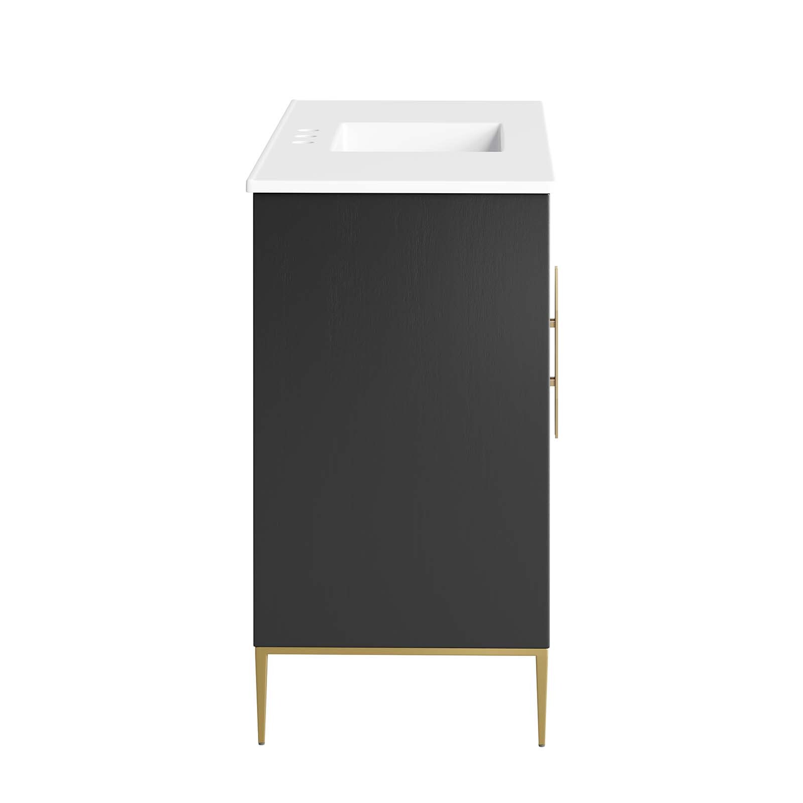 Modway Awaken 48″ Bathroom Vanity Cabinet in White Black With Ceramic Sink Basin