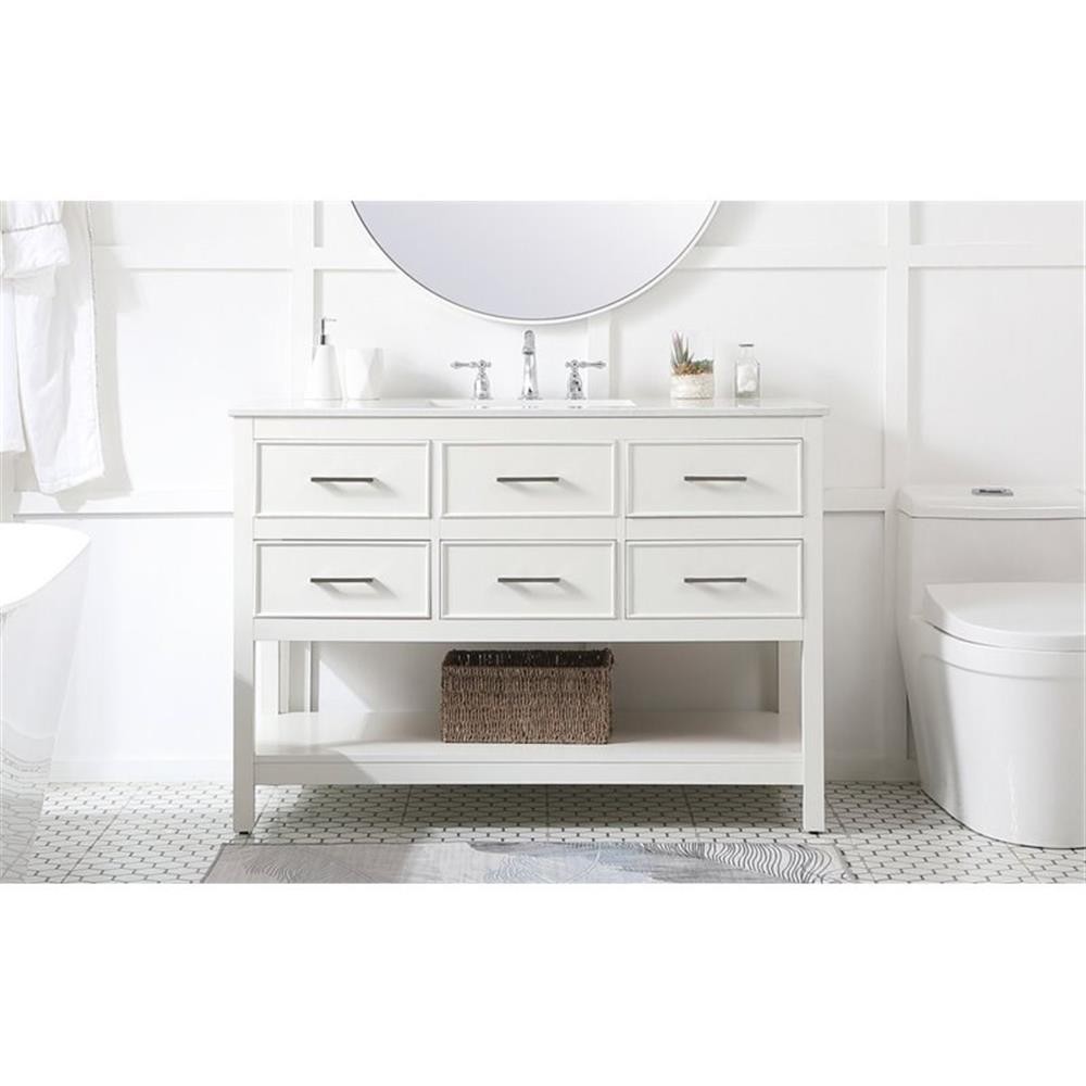 Elegant Decor Sinclaire 48″ Aluminum Alloy & MDF Single Bathroom Vanity in White