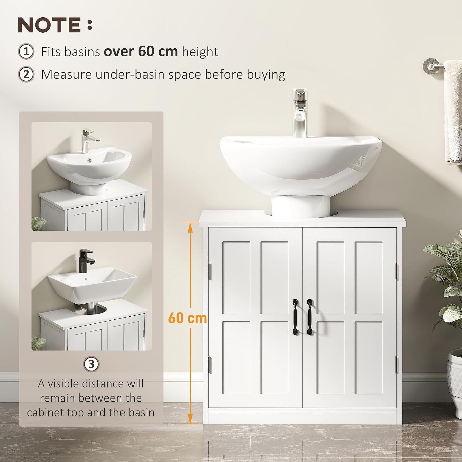 Pedestal Sink Storage Cabinet Under Sink Cabinet W/ 2 Doors & Adjustable Shelf