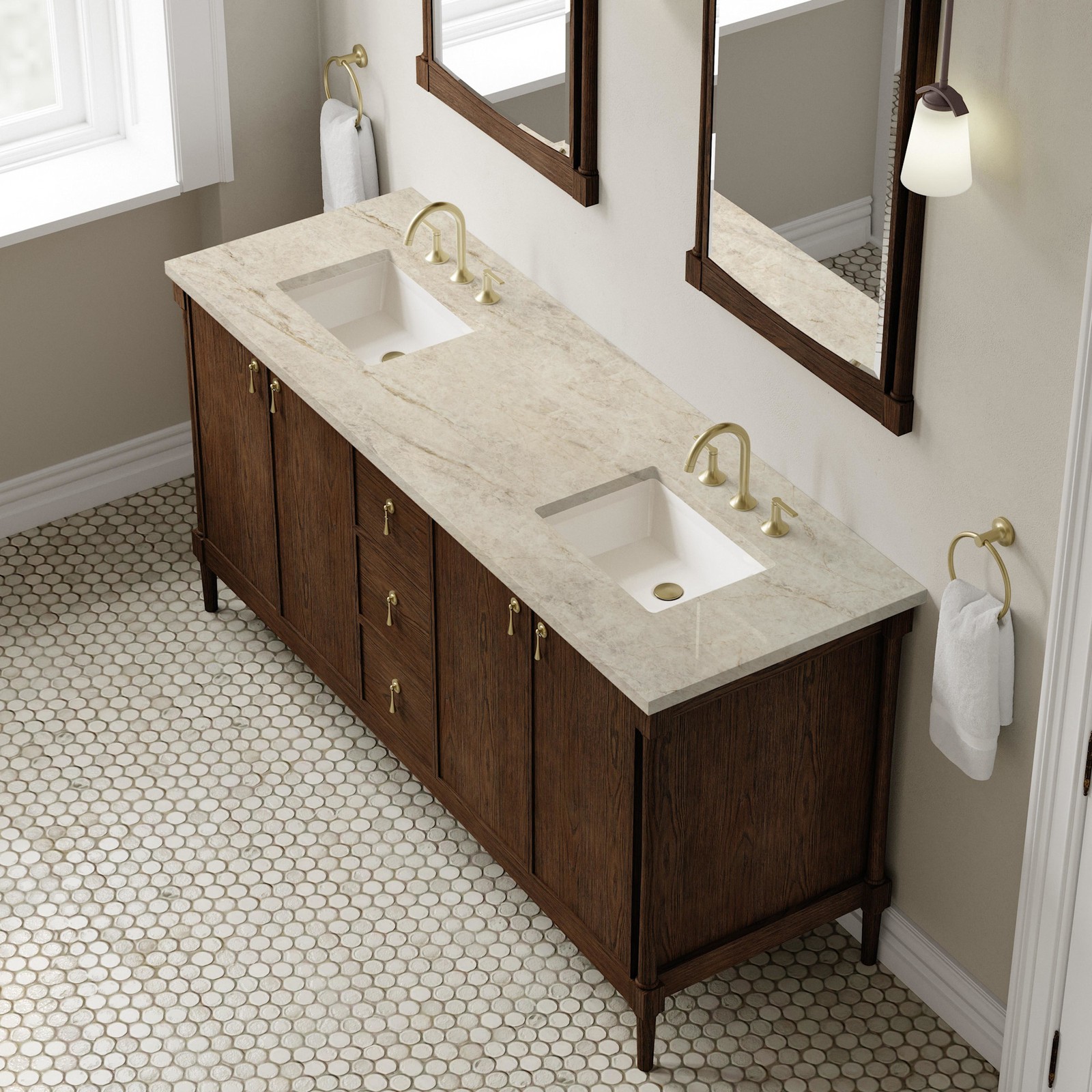 James Martin Vanities D680-V72-3TJR Kinnsden 72″ – Sable Oak