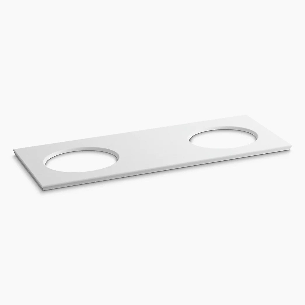 KOHLER K-5433-S33 Solid 61-Inch Vanity Top-Double Verticyl Oval Cutout, White