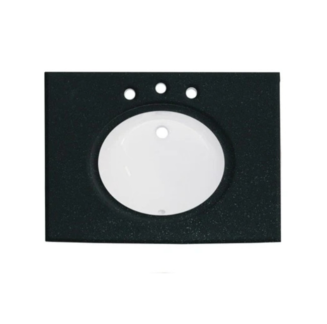 Fairmont 31 x 22-1/2 x 3/4″ Black Absolute Granite Vanity Top – T-3122BA