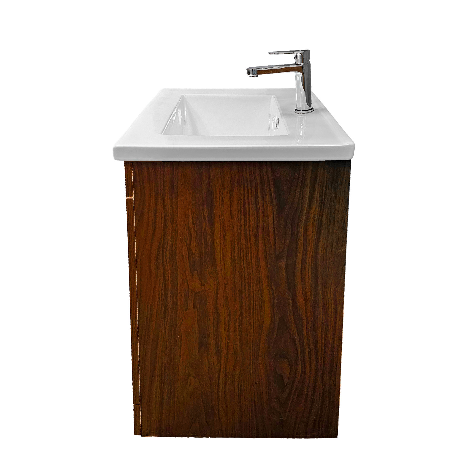 24″ W x 18″ D x 33″ H Oslo Deep Peach Wood Finish Vanity with Ceramic Vanity Top