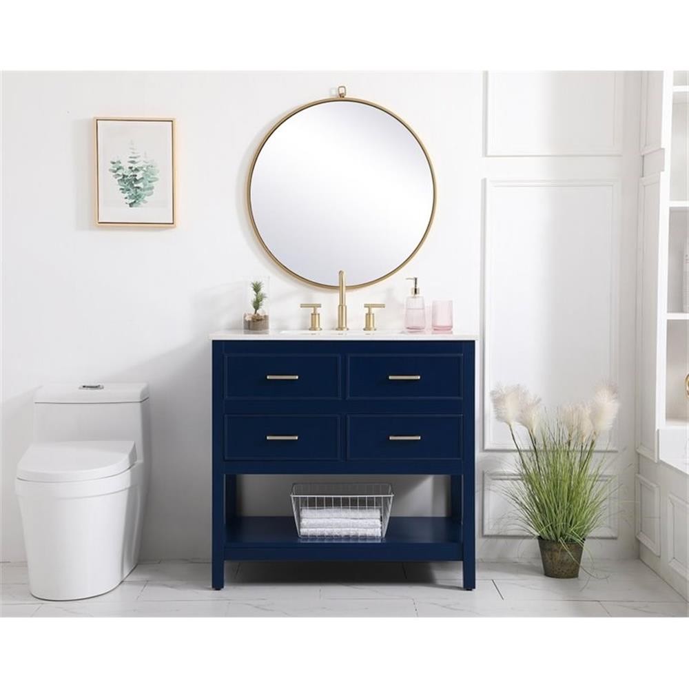 Elegant Decor Sinclaire 36″ Aluminum Alloy & MDF Single Bathroom Vanity in Blue