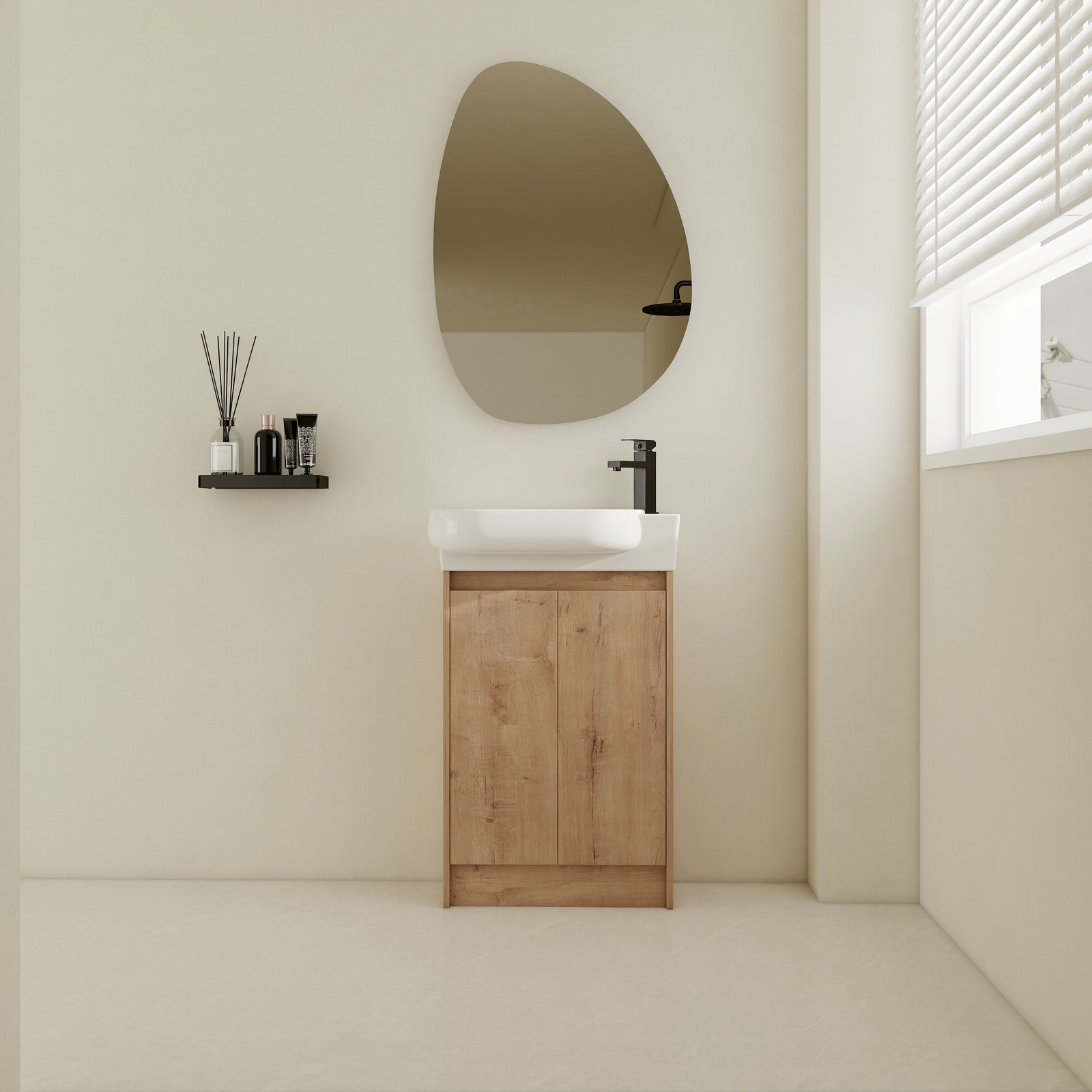 23 Inch Vanity Wood Bathroom Vanity Cabinet W/ Countertop Ceramic Sink Combo Oak