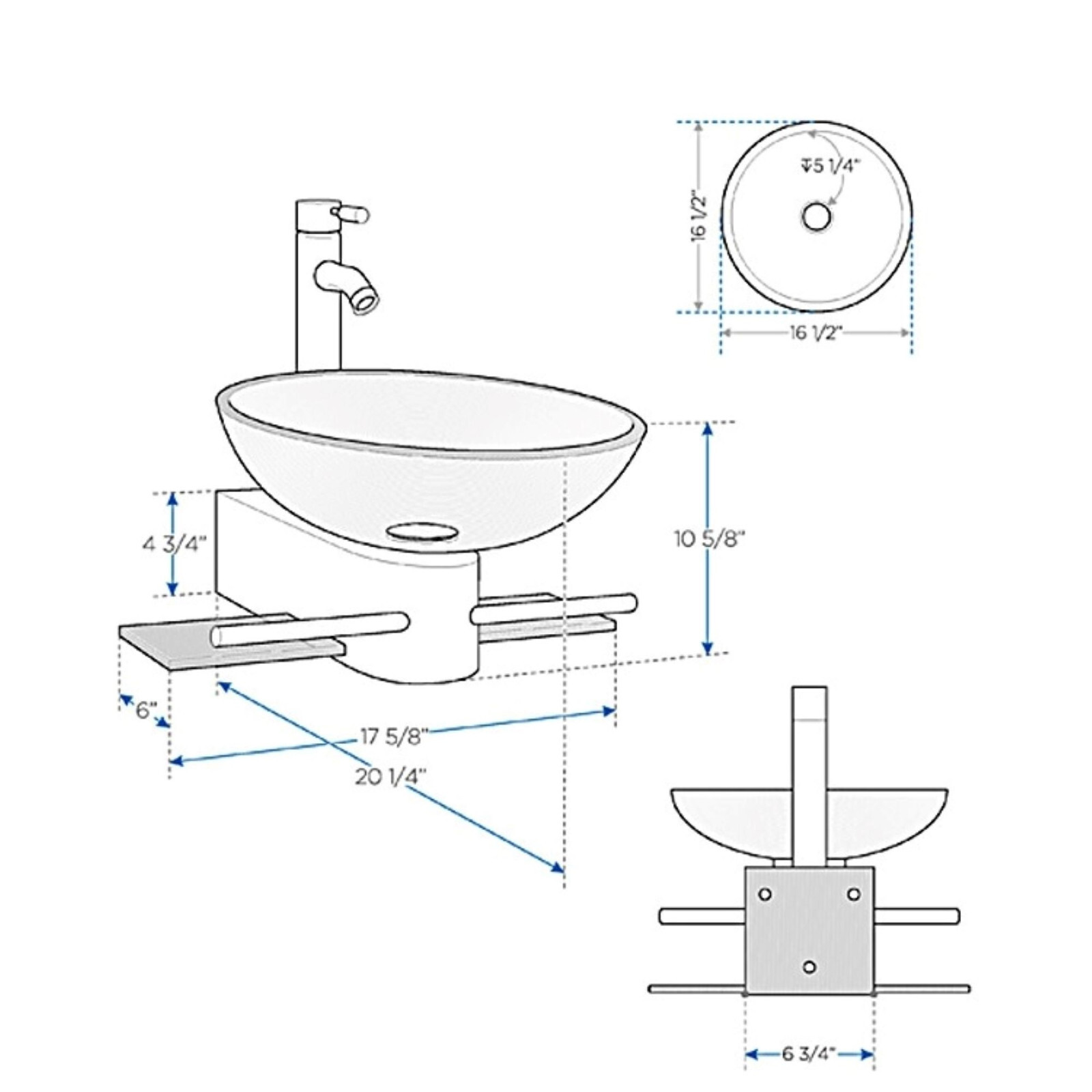 Bathroom Vanity Wall Mounted Pedestal Frosted Glass Bowl Vessel Sink combo