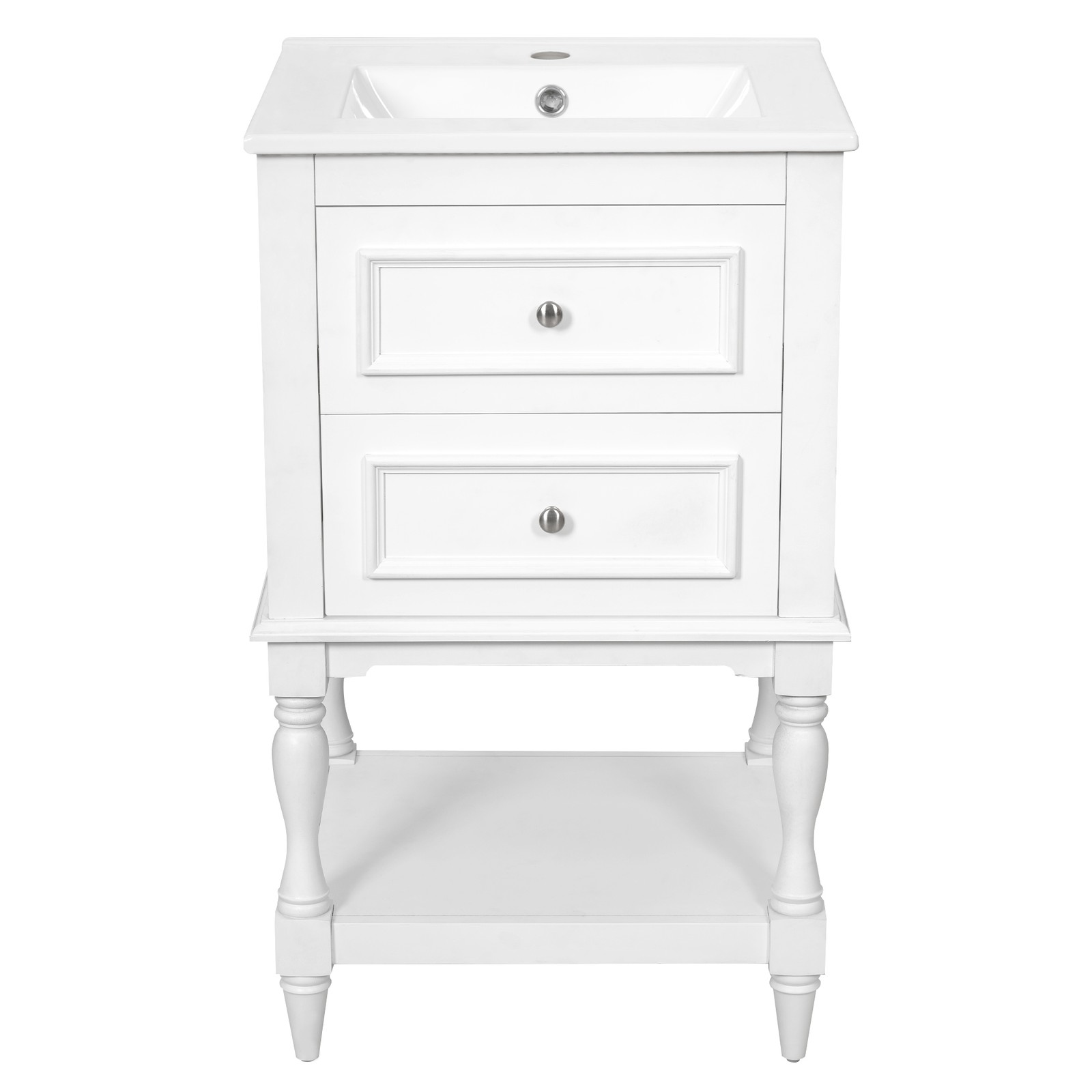 FUNIDEE 20” Bathroom Vanity Set Storage Cabinet with Ceramic Sink Combo Whtie