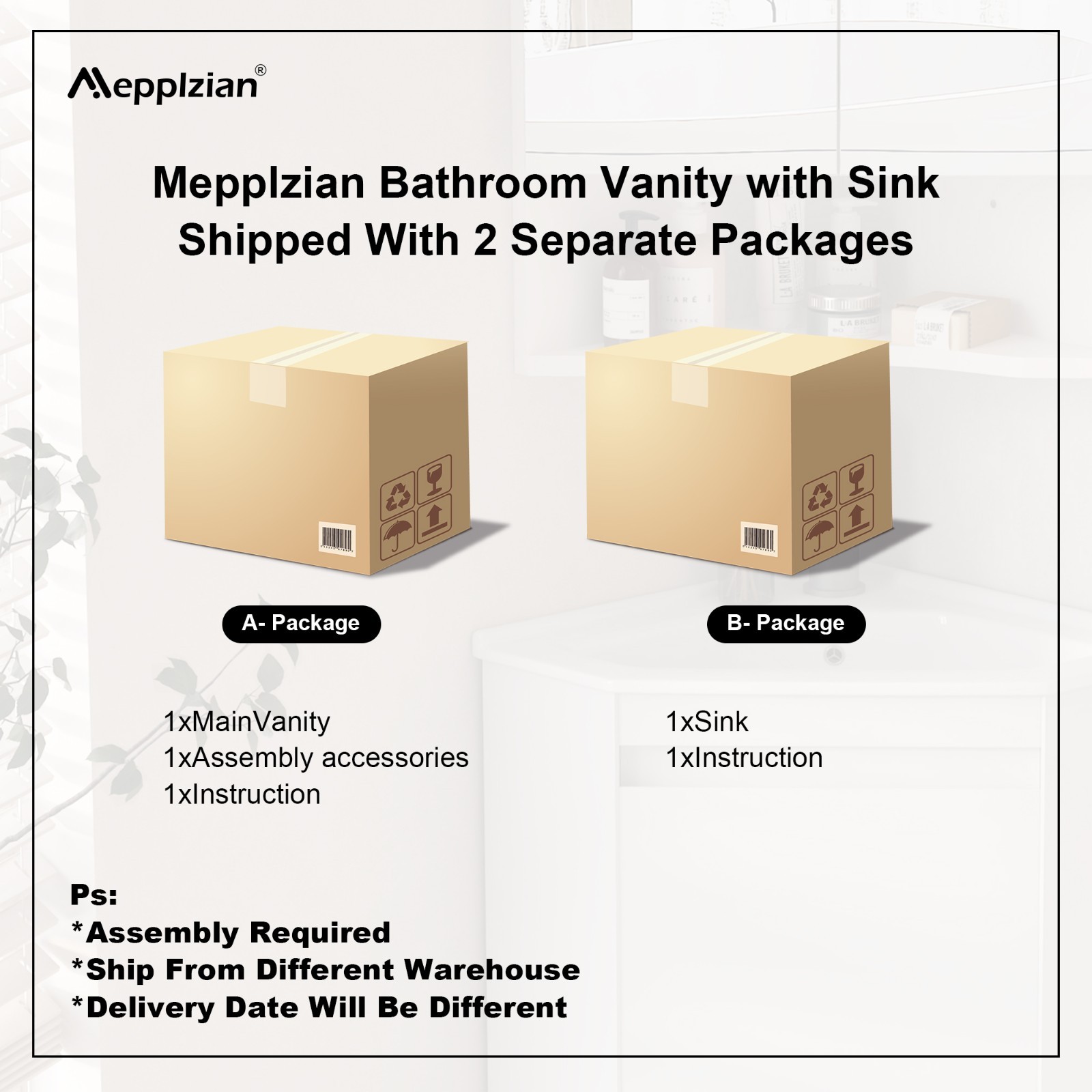 24″ Corner Bathroom Vanity Sink Combo for Small Space Freestanding Sink Cabinet
