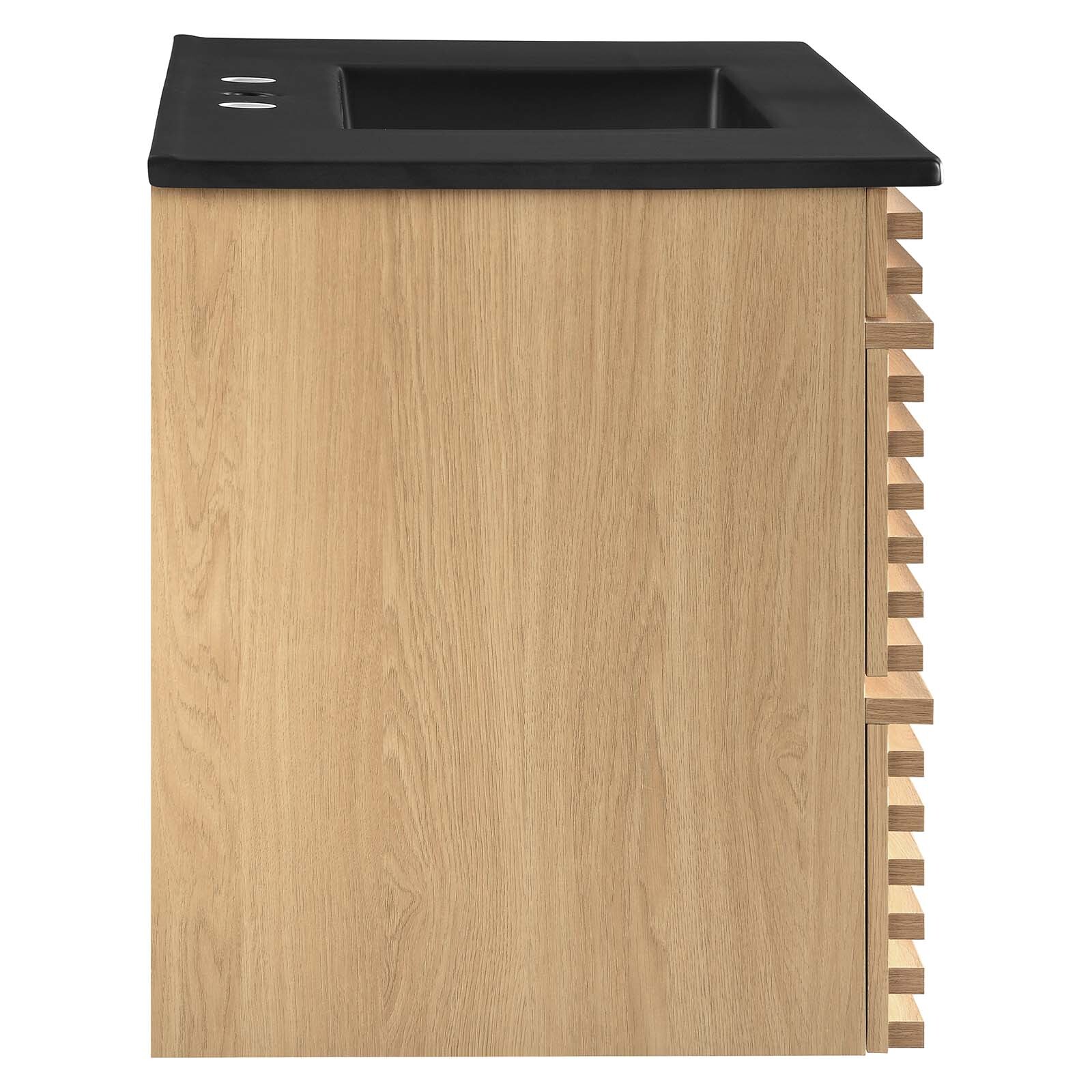 Modway Render 36″ Wall-Mount Bathroom Vanity in Oak Black