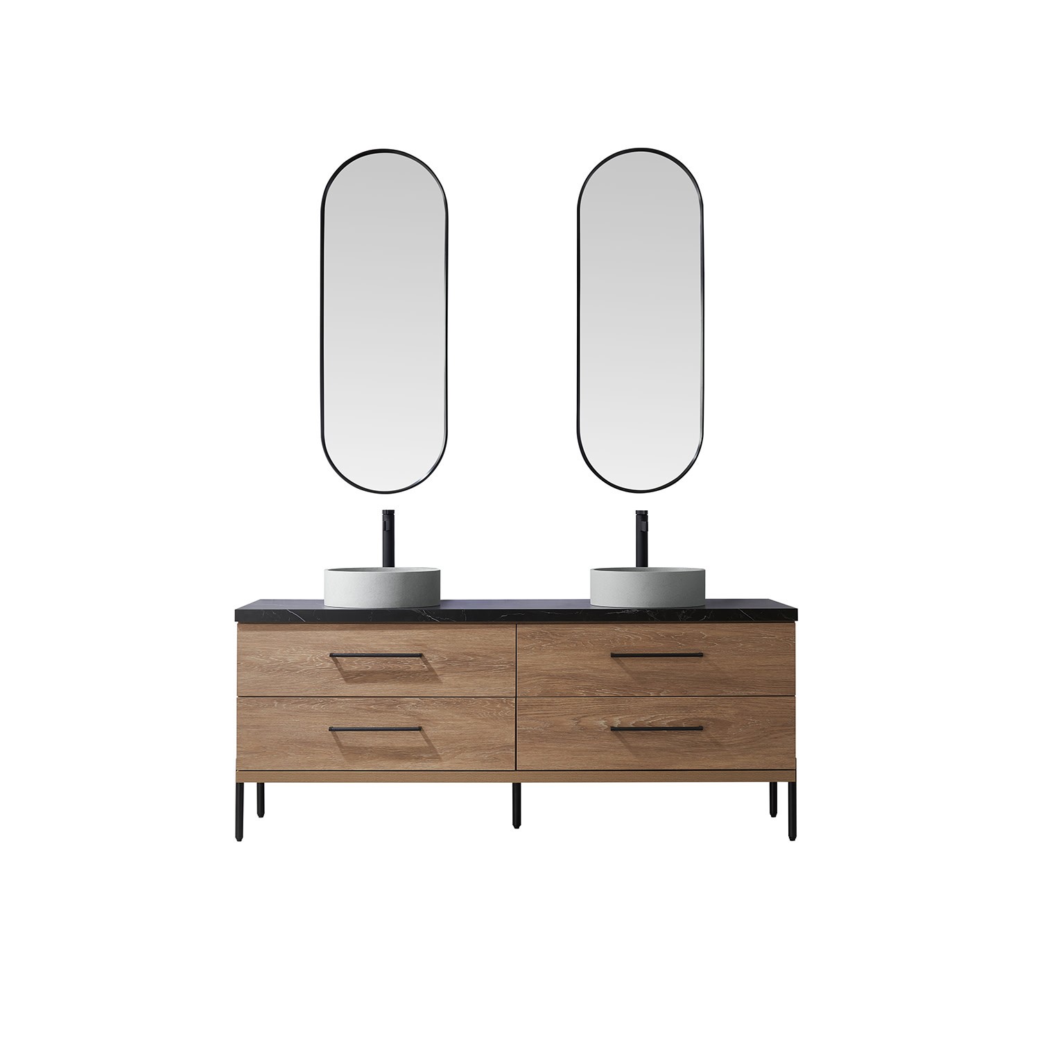 Miseno MV-705172C Trento 72″ – North American Oak / Black