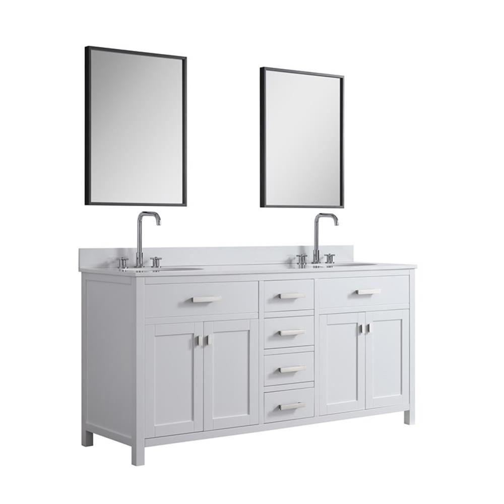 Pemberly Row Modern / Contemporary 72″ Vanity Base Only in White