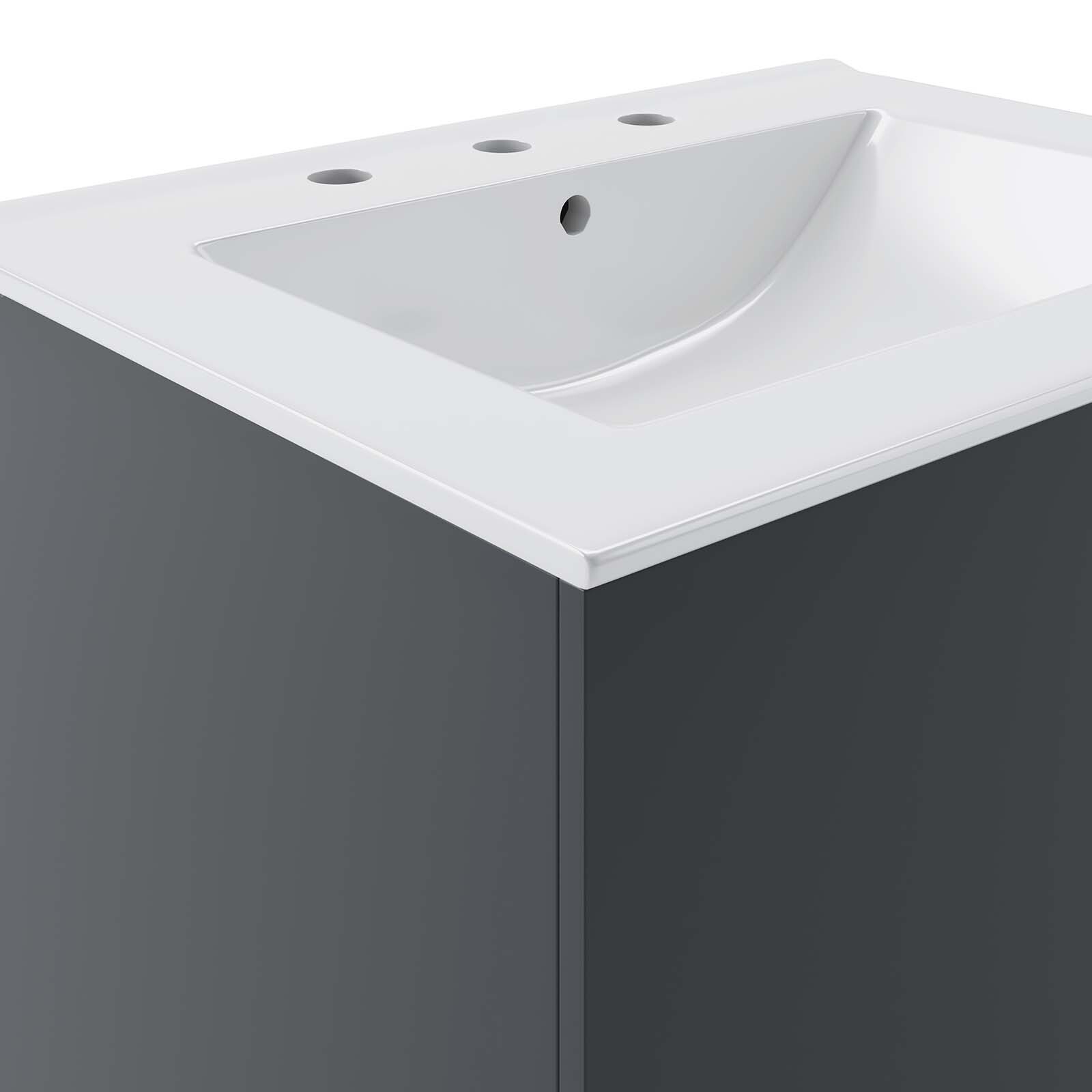 Modway Vitality 24″ Wall-Mount Bathroom Vanity in Gray White