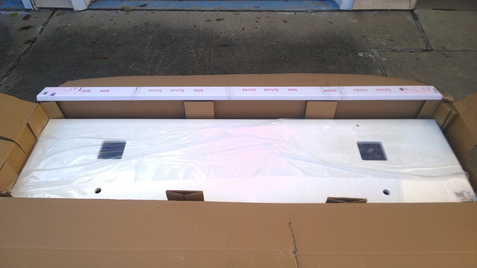 NIB Premium White CULTURED MARBLE VANITY TOP for Double Vessel Sinks 88″ x 22″