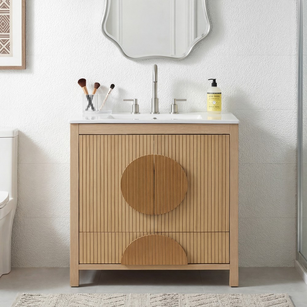 30″ Bathroom Vanity with Sink & Soft-Close Door – Wood/MDF Cabinet