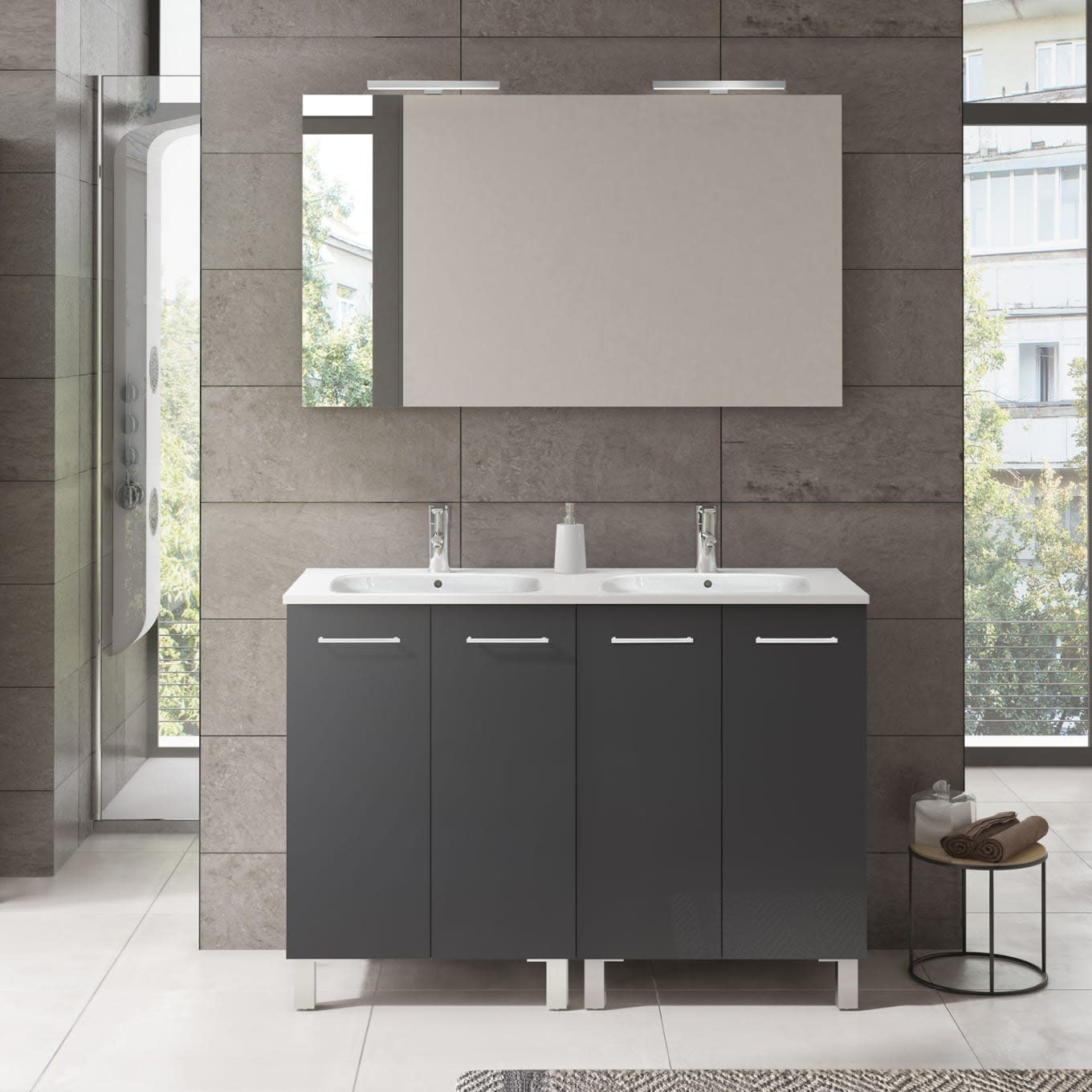 WS Bath Collections Logic 120 Set Logic Vanities 48″ – Grey