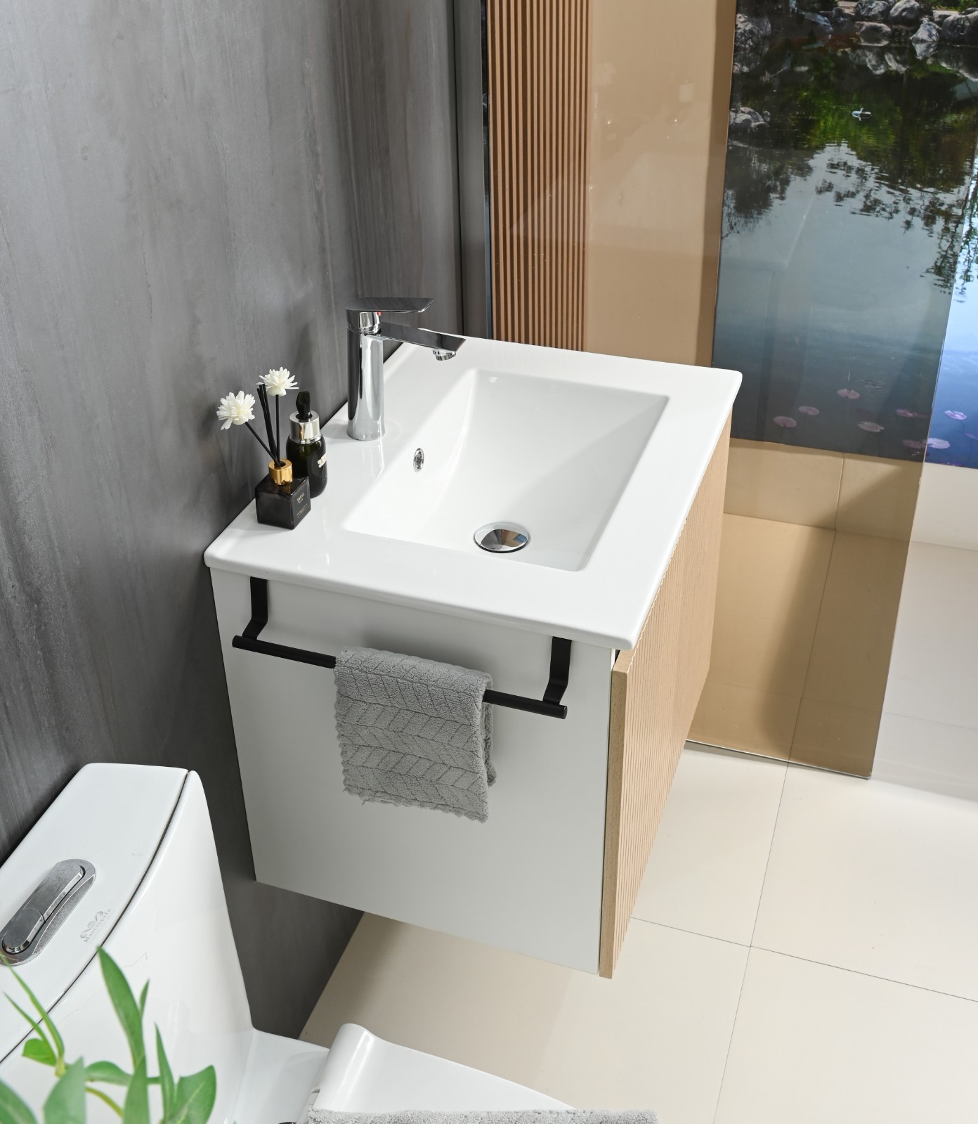 Goodyo 24 in Bathroom Vanity with Sink, Floating Wall-mount Cabinet with 2 Doors