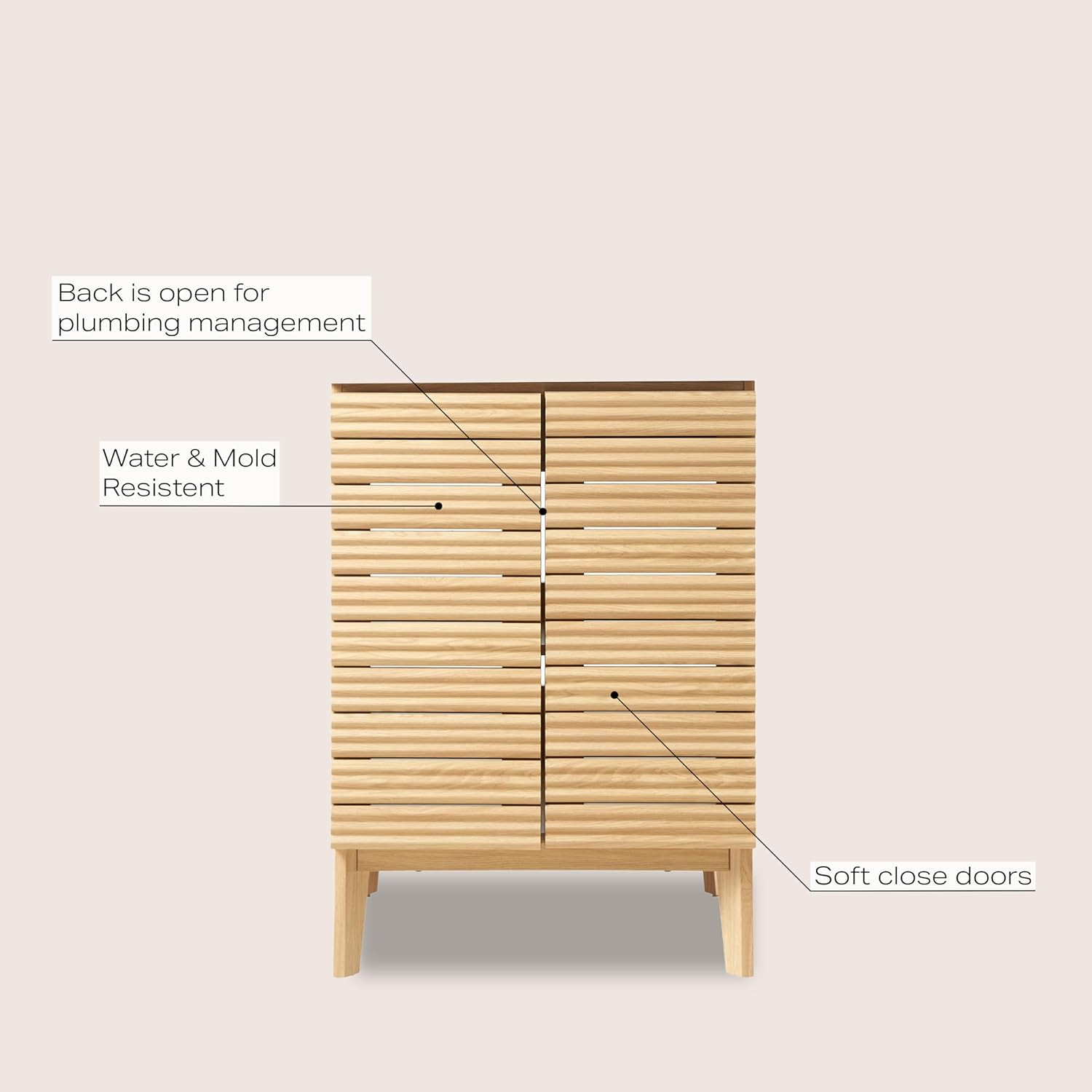 Modern Farmhouse 24″ Oak Bath Vanity Cabinet with 2 Shelves – No Sink Included