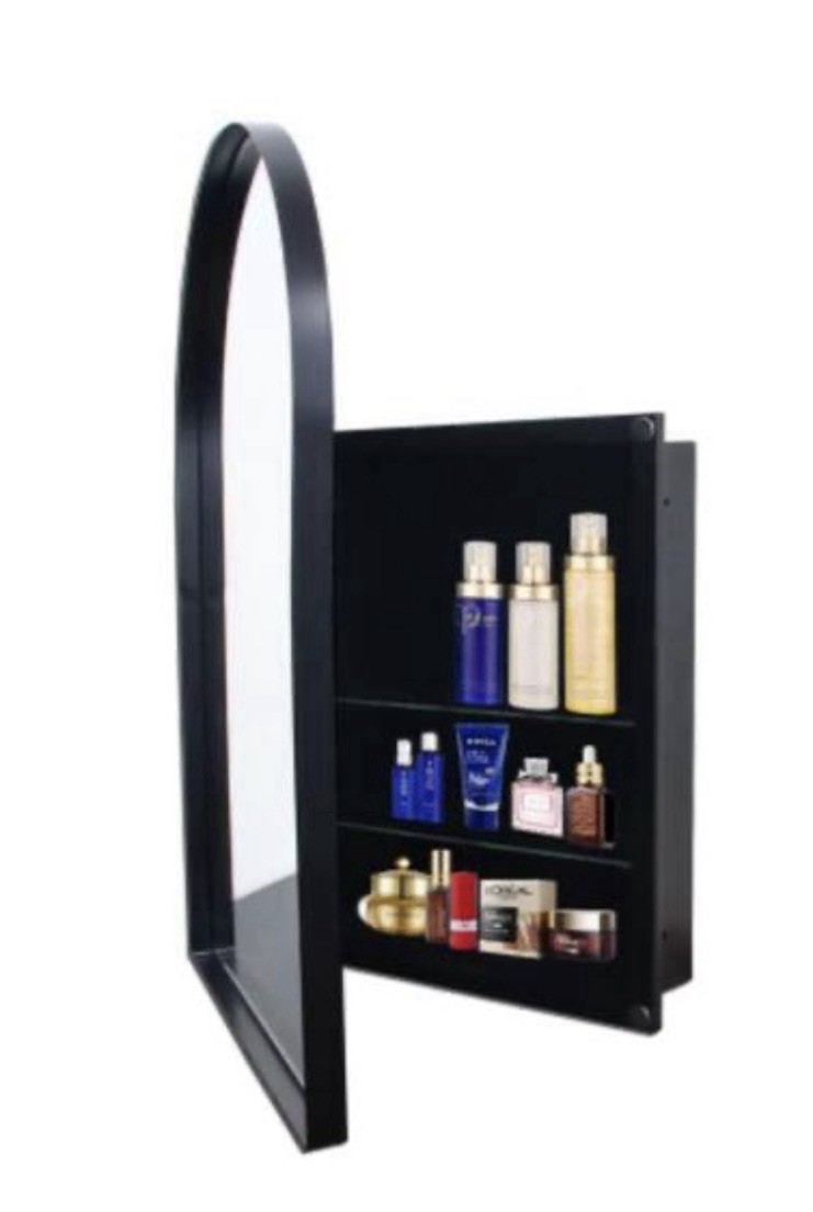 24×36 Inch Arched Recessed Medicine Cabinet, Metal Framed Bathroom Wall Cabine