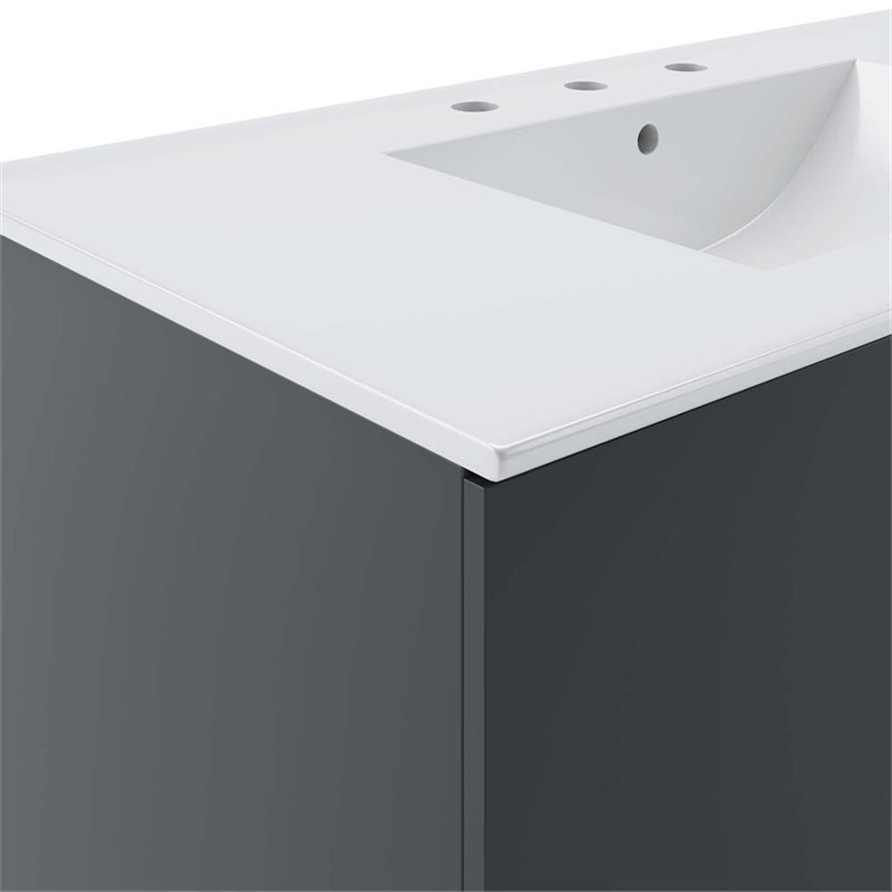 Modway Vitality 36″ Modern Wood/Ceramic Bathroom Vanity in Gray/White