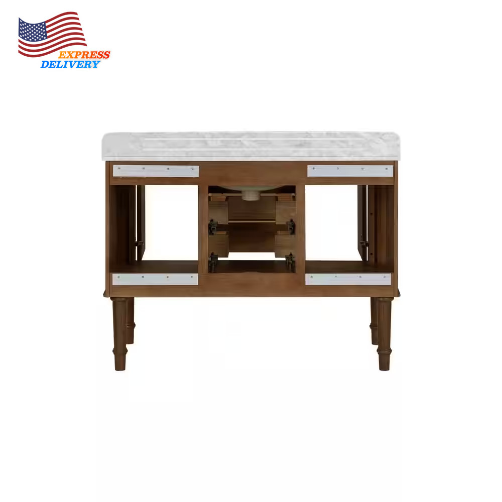 48 In. Single Sink Cinnamon Oak Bath Vanity White Carrara Marble Top (Assembled)