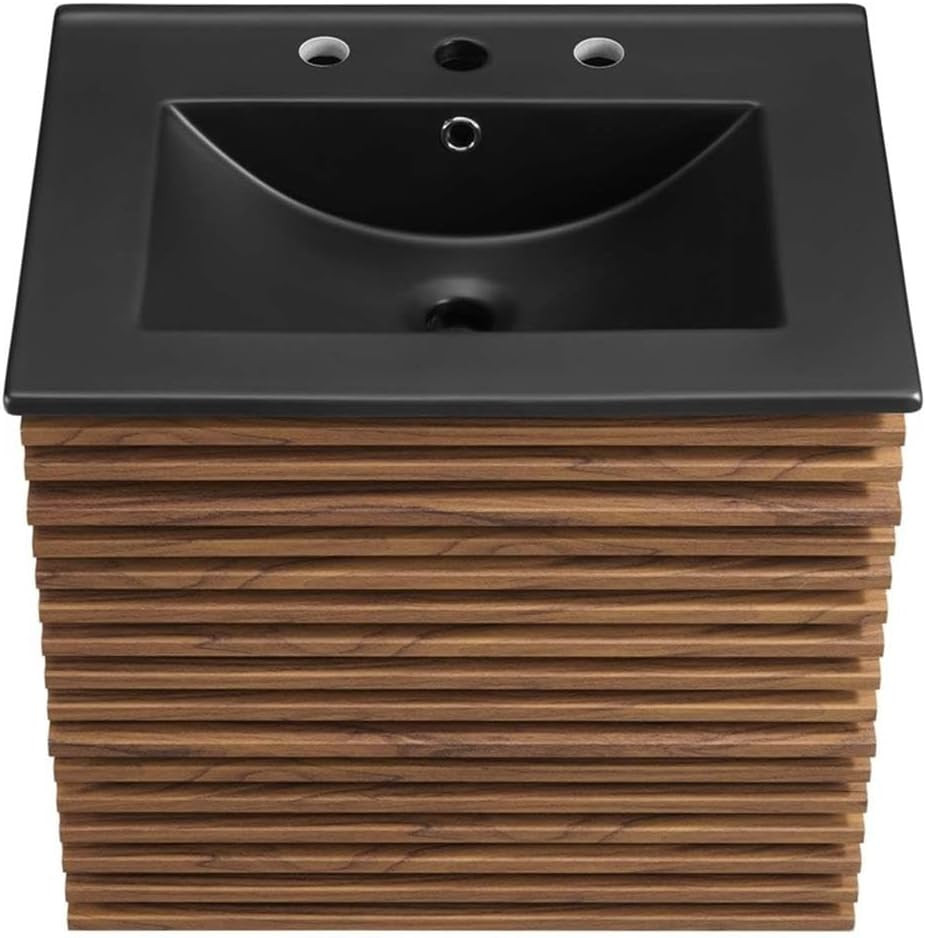 Render 24″ Wall-Mount Bathroom Vanity in Walnut Black