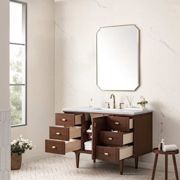 48″ James Martin Amberly 670-V48-WLT-3WZ Vanity Cabinet 3 CM White Zeus Top