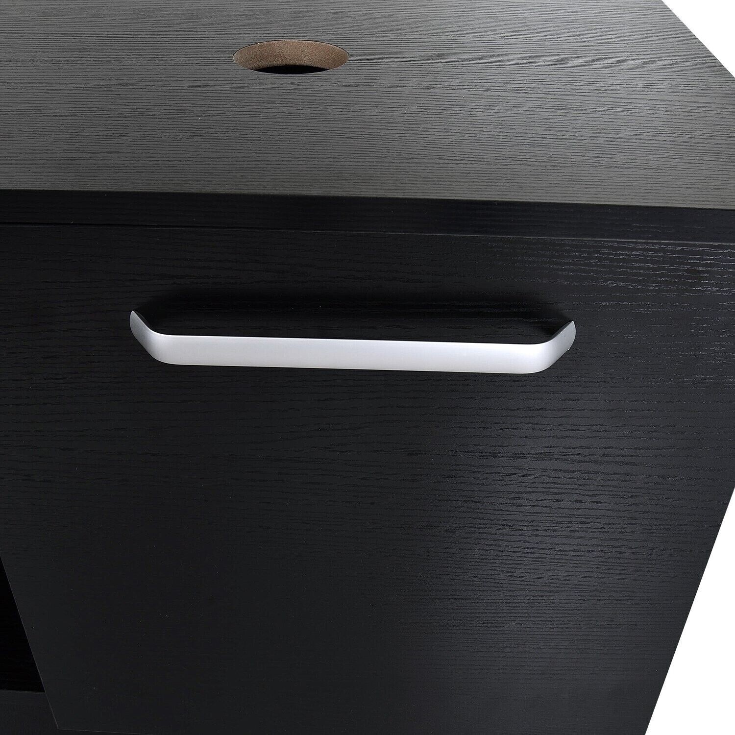 28” Floating Bathroom Vanity Black Cabinet with Sink Vessel Side Shelves Mirror
