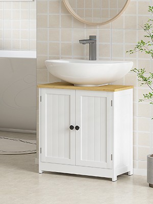 Modern Bathroom Under Sink Cabinet, Bathroom Vanity for Wall Mount Sink, Storage