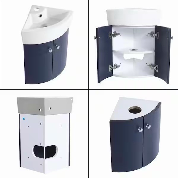 Wall Mounted Corner Single Bathroom Vanity New ARTCHIRLY With Ceramic Vanity Top