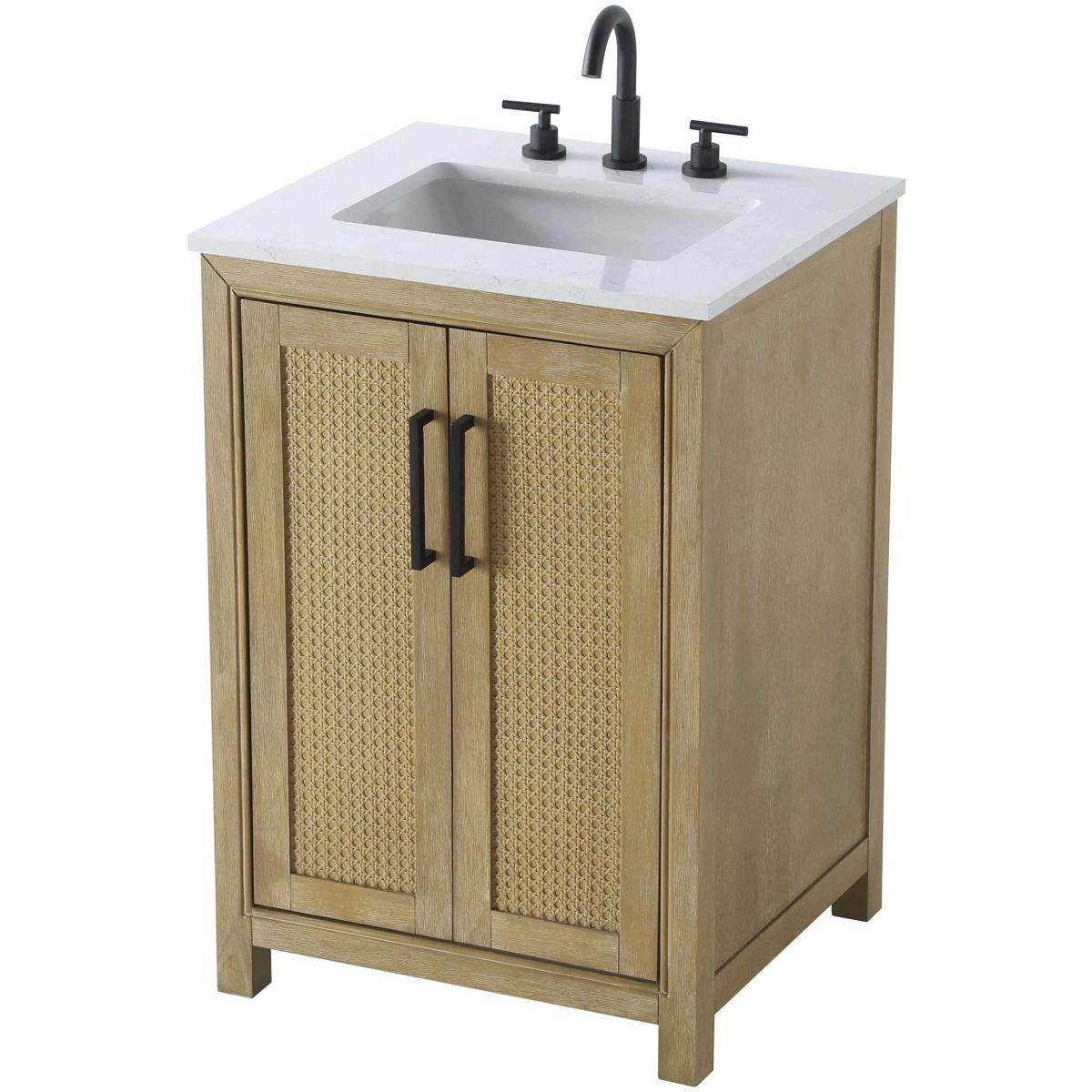 Elegant Lighting VF29524LO Alina 24 X 35 inch Linen Oak Bathroom Vanity Cabinet