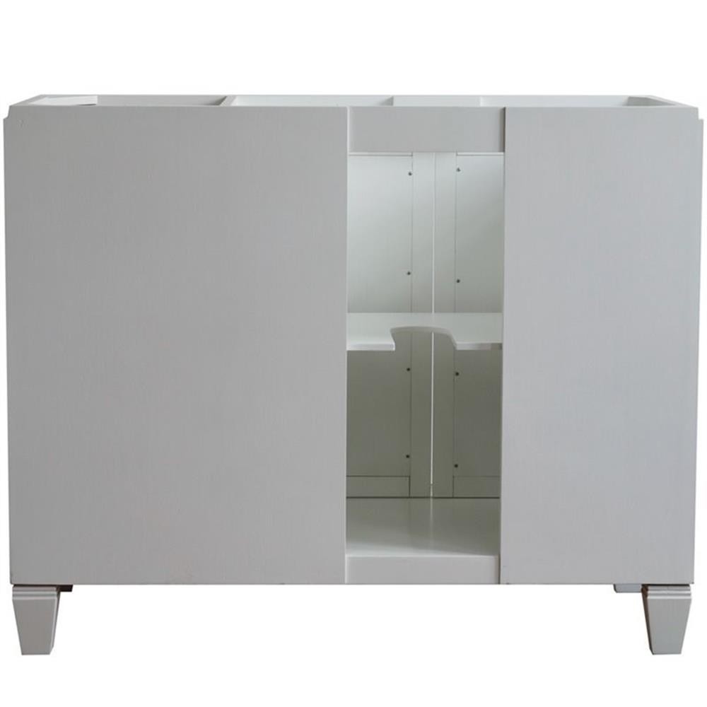 Pemberly Row 43″ Solid Wood Vanity with Left Oval Sink in White/Black Galaxy