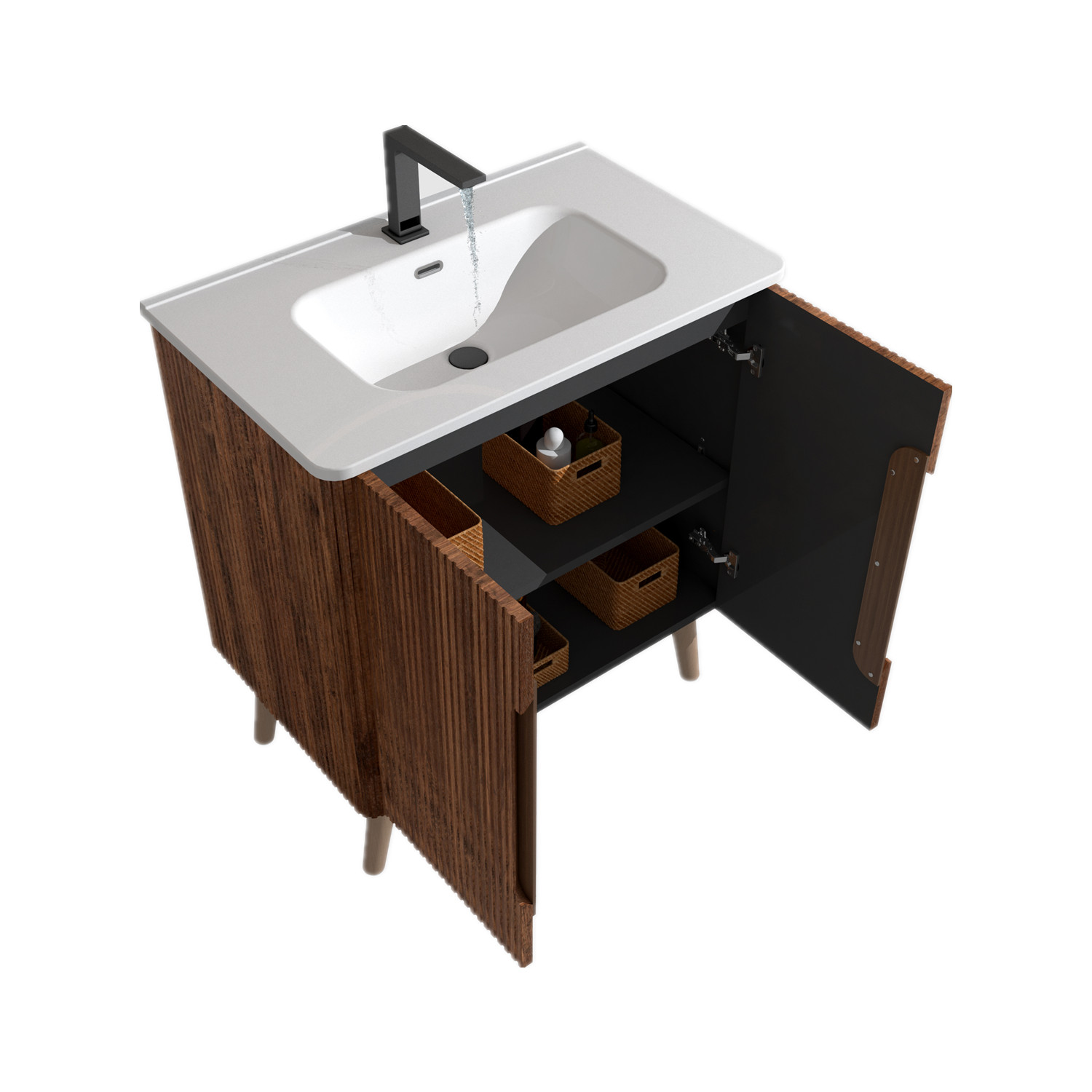 30″ Bathroom Vanity with Sink, Storage Freestanding Bath Vanity Cabinet, 2 Doors