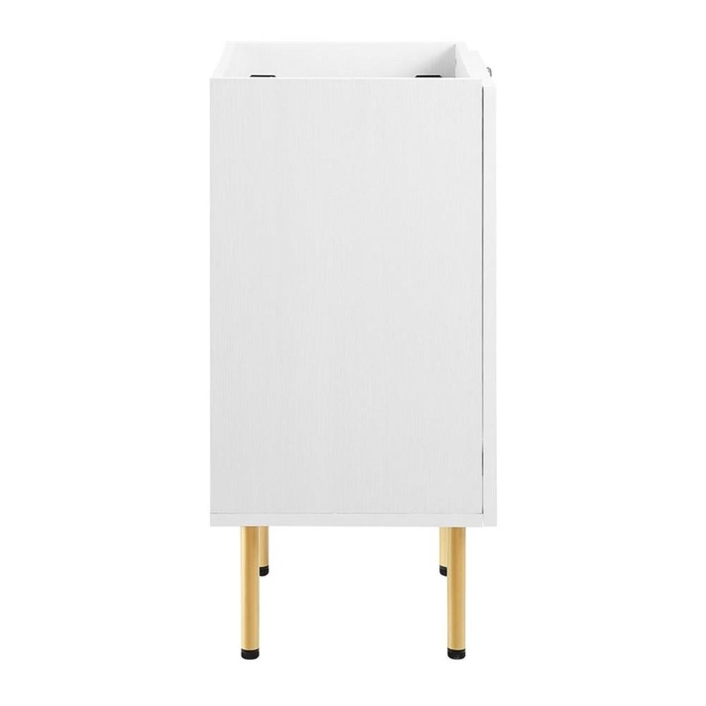 Pemberly Row 18″ Wood & Rattan Bathroom Vanity Cabinet in White