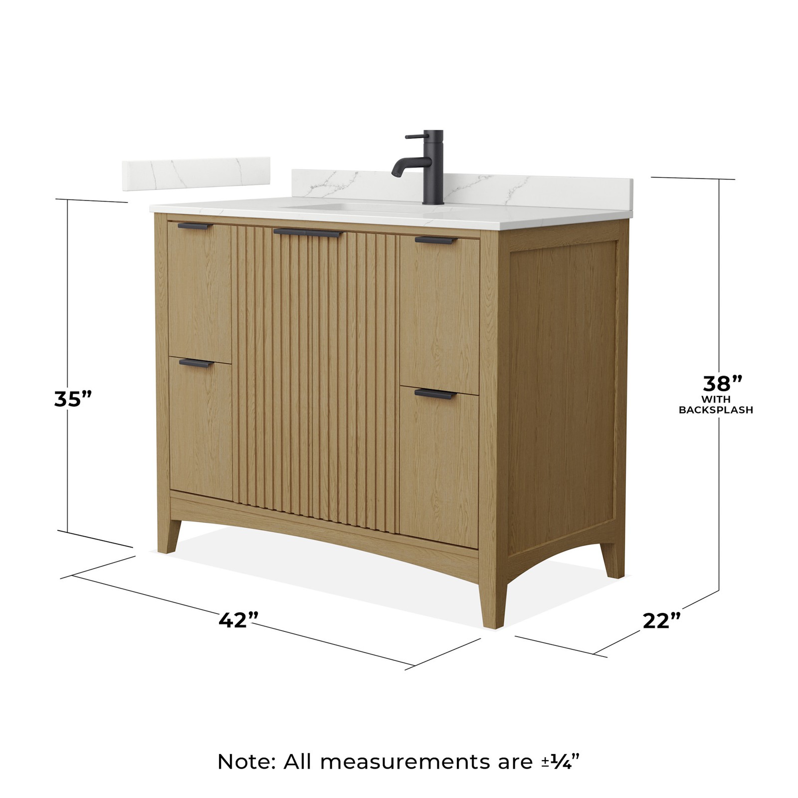 Wyndham Collection WCF9191-42S-QTZ-UNSMXX Palmilla 42″ – Natural Oak / White