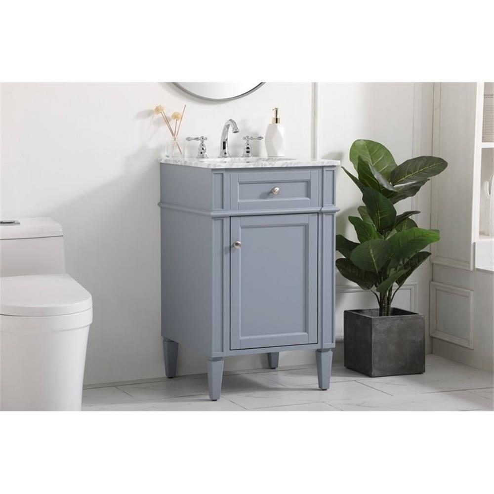 Elegant Decor Park Avenue 21″ Metal MDF Marble Single Bathroom Vanity in Gray
