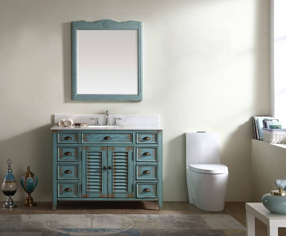 46 inch Rustic Style Bathroom Vanity Abbeville with Backsplash CF-28885BU-BS