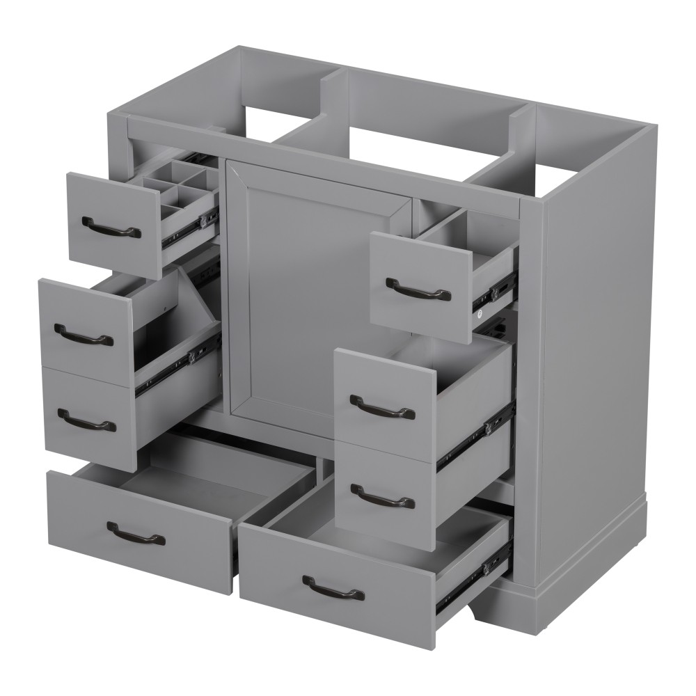 Bathroom Vanity Base Cabinet Six-Drawer Design Features Adjustable Shelves