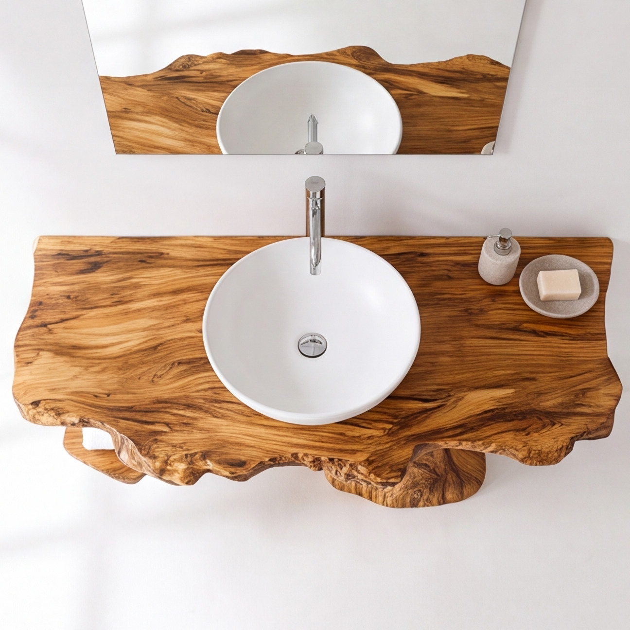 Organic Floating Wall Shelf Sculptural Wood Shelf Modern Mushroom Shelf Minimali