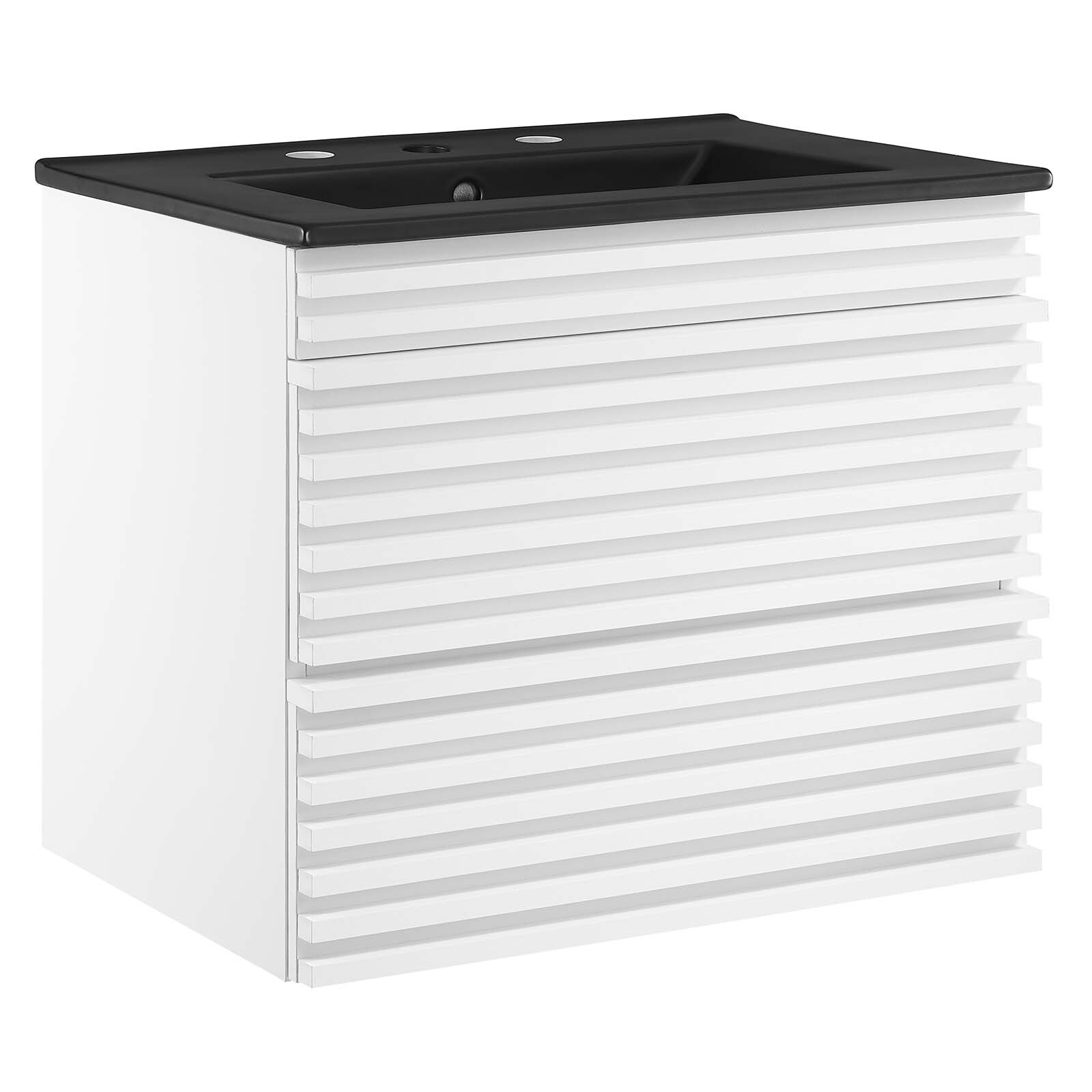 Modway Render 24″ Wall-Mount Bathroom Vanity in White Black